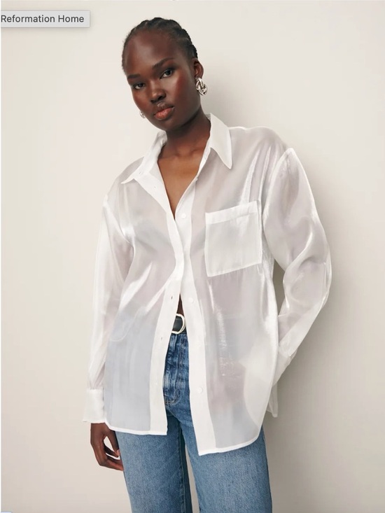 Reformation Tops - Reformation Sheer White Button-Down Shirt